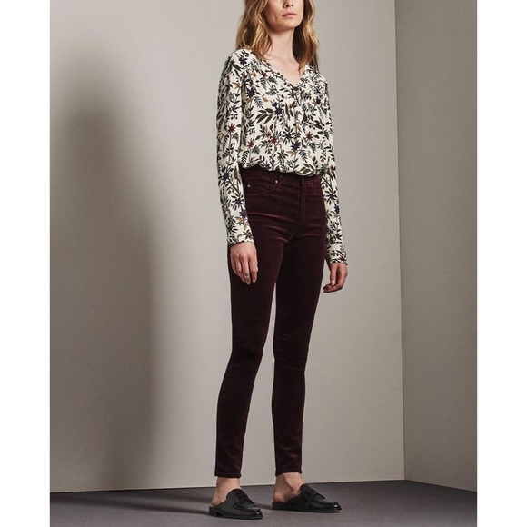 AG Adriano Goldschmied The Farrah High Rise Skinny Red Velvet Jeans EUC Size 24 - Picture 4 of 9